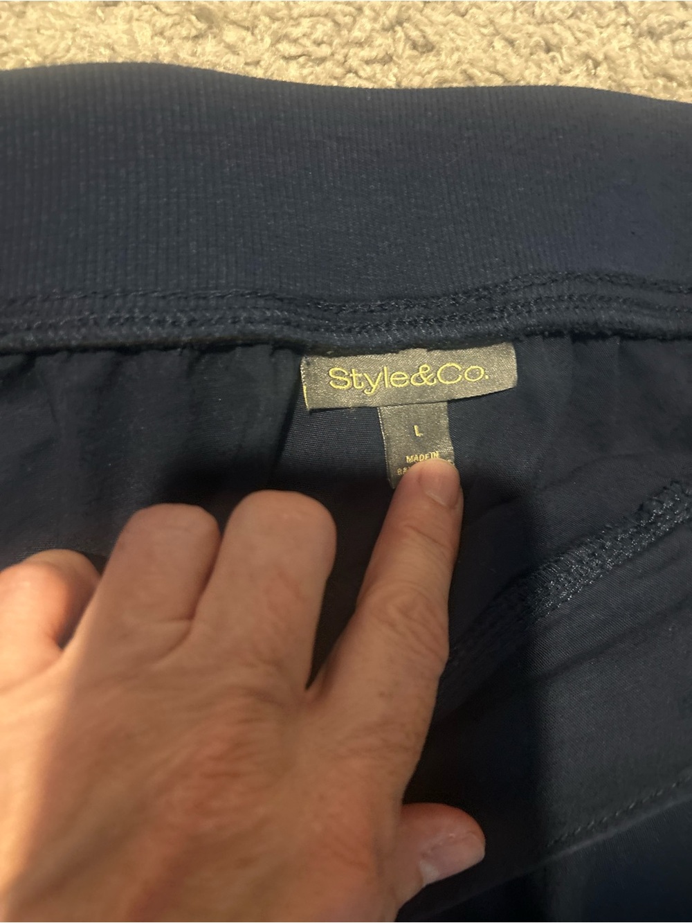 Ladies Navy Drawstring Capris - Picture 3 of 3